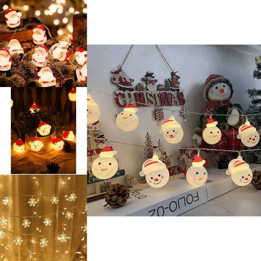 Colorful Led Christmas String Lights With Santa Snowman Designs For Festive Holiday Decor