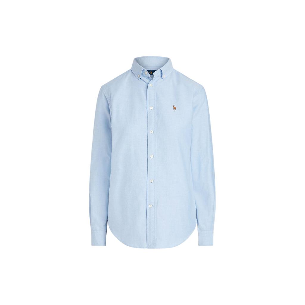 Polo Ralph Lauren Solid Color Point Collar Single Breasted Long Sleeve Shirt Women Shirts Light-Blue 211747514019