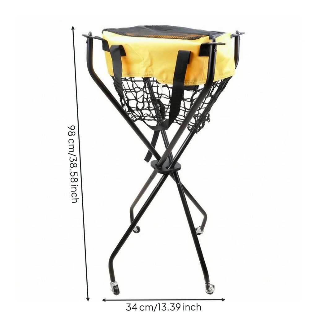 Pickleball Cart Foldable Ball with Wheels Stainless-Steel for Schools