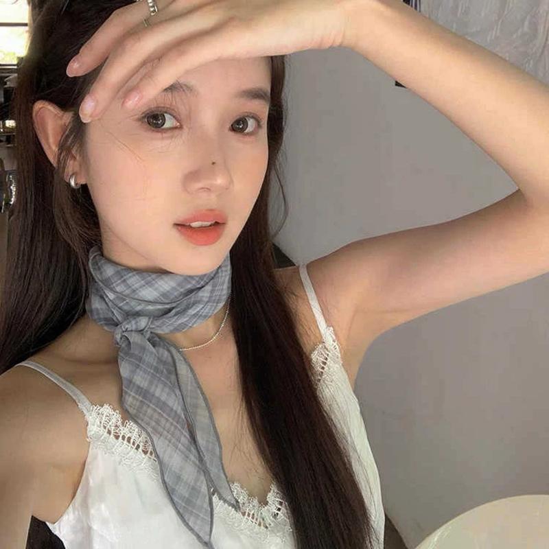 

Летний шифоновый шарф в горошек Женский головной шейный квадратный шарф Шали Женские резинки для волос Повязки Шейный платок Шали