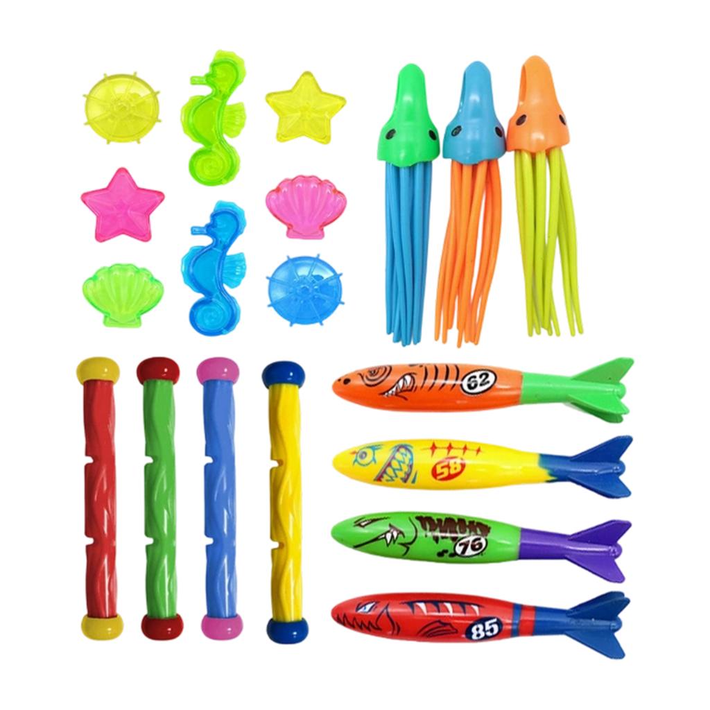 Kids' Diving Toys Set: Swimming Pool Dive Torpedoes, Water Rings, And Diamonds