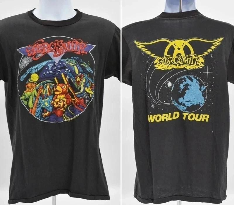 Aerosmith Concert Tour TShirt 2 sided Black Short sleeve tee vtg S5XL Unisex T-Shirt Graphic Tee XXL