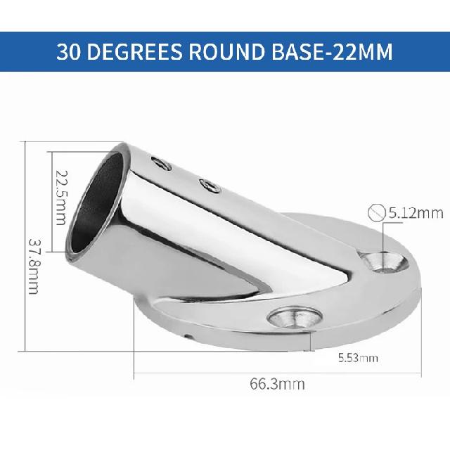30 45 60 90 Grad Montagepfosten Edelstahl Bootsreling Beschläge Pfosten 22mm Runde Basis