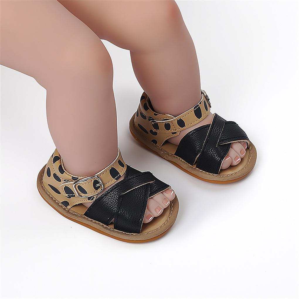 1 Pair Baby Sandals Newborn Babies Girls Non\-slip Open Toe Design Walking Sandals Leather Shoes