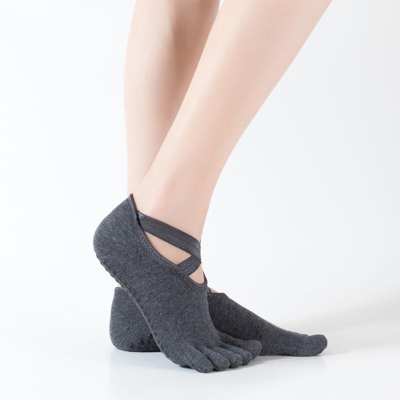 

Зручні дихаючі бавовняні спортивні шкарпетки для йоги на п ять пальців: Корейський дизайн у балетному стилі та без спинки One Size