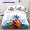 Lenjerie de pat cu model Son Goku, Set cu cuvertură, Husă de cuvertură, Față de pernă, Cadou de casă, Cadou de ziua de naștere (1 * husă de pilotă + 2 * fețe de pernă, fără miez)
