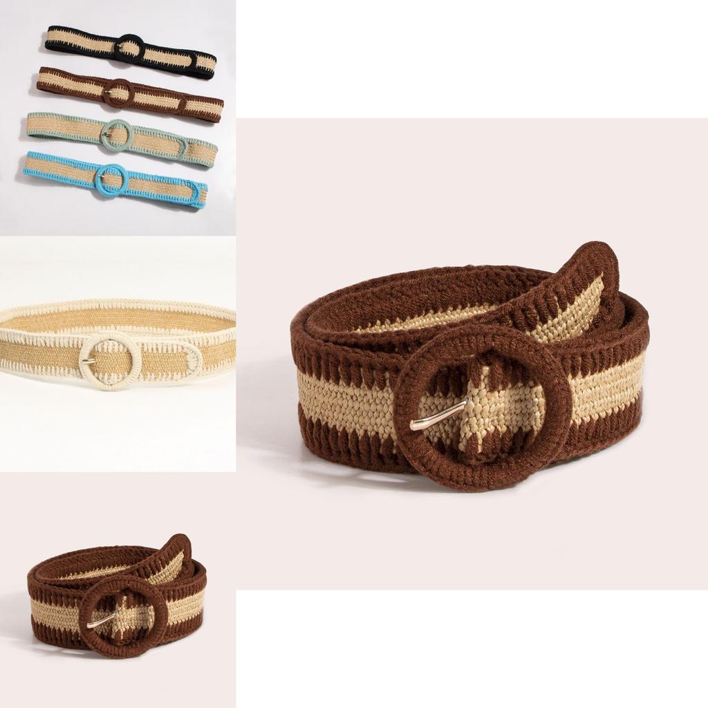 Boho Inspired Womens Stretchable Fabric Belt With Alloy Buckle For Casual Wear