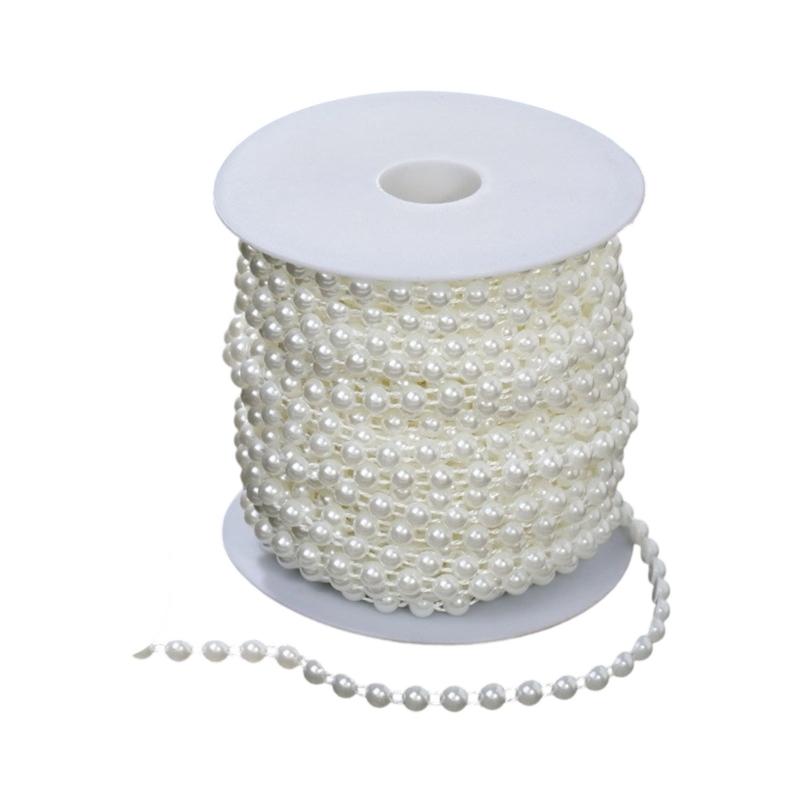 Imitation Pearls String Beads Chain for Art Craft 25M Artificial Pearls Beads Chain for Bridals Dress Wedding Decoration