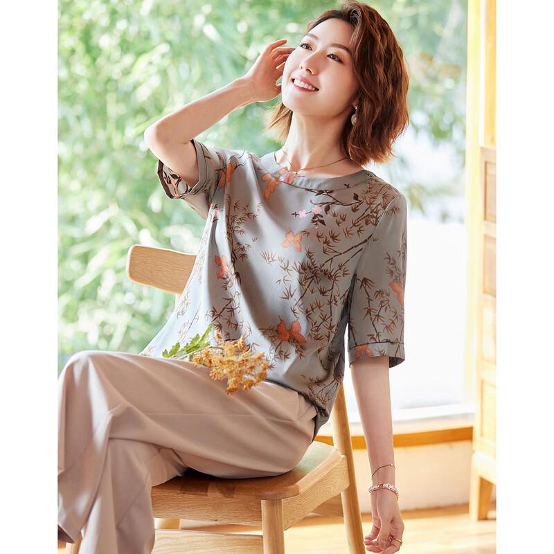 Pastel New Chinese Style Summer Two-Piece Set for Mid-Aged Women