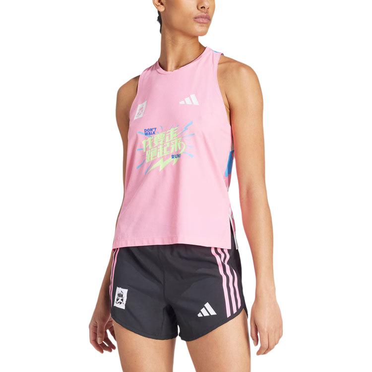 

Adidas Abstract Pattern Text Print Quick-Dry Running Sports Vest Women Vests Blessing-Pink IX7771 XXL