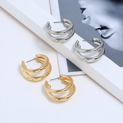 1 Pair Women Retro Simple C-shaped Ear Studs