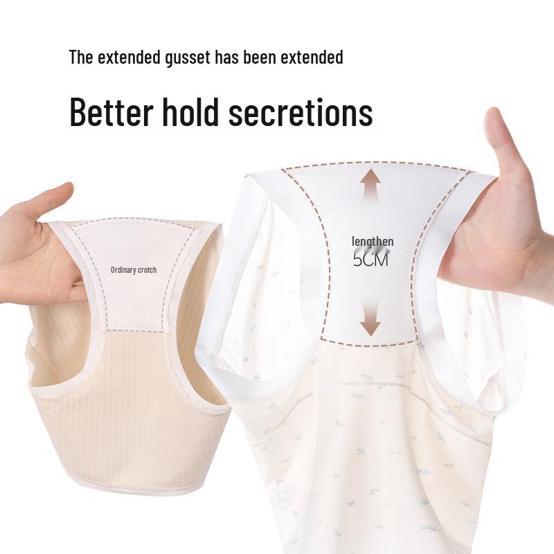 High Waist Plus Size Maternity Underwear with Extended Crotch - Ice Silk Print, Pure Cotton, Tummy Support Triangle, Fits Up to 200 Jin