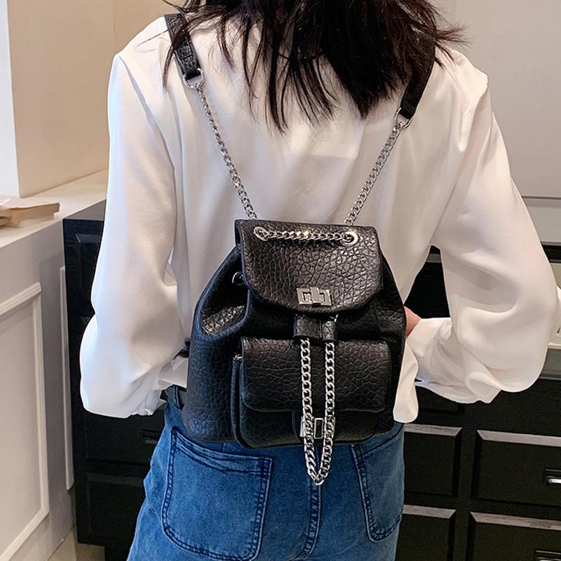 Small Bag Chain Backpack Dámská špičková všestranná školní taška Travel Bucket Backpack