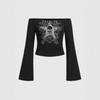 2026 Autumn/Winter Retro Street Style Y2K Printed Slim Fit Women's Tops