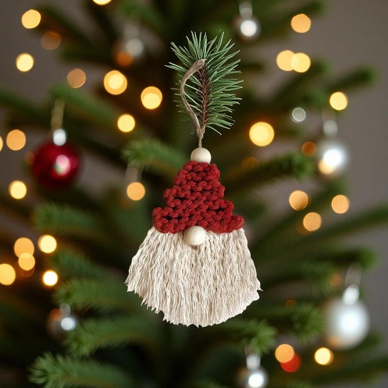 1 Piece of Christmas Decoration Santa Claus Christmas Tree Small Pendant Hand-woven Creative Ornaments Background Wall Decoration Pendant