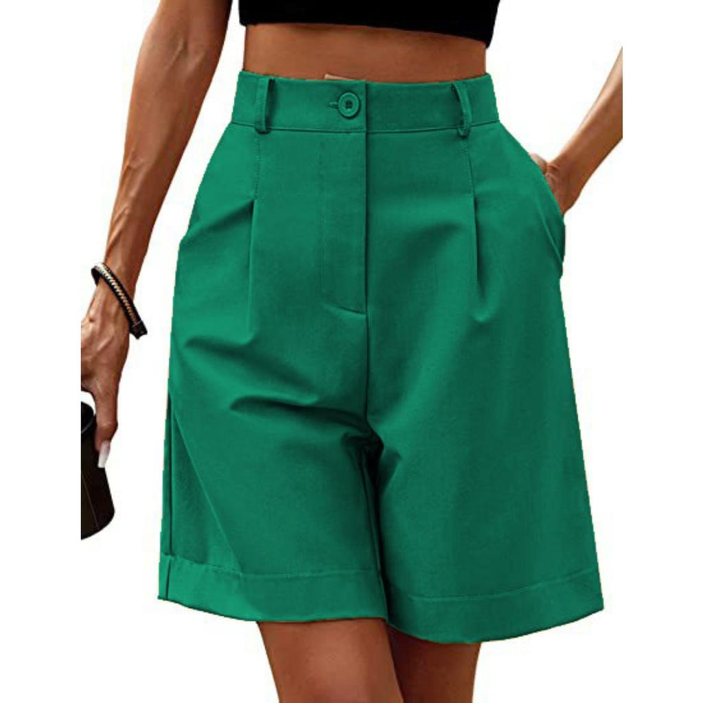 Pantalones para Mujer, Verano, Corte Ajustado, Cintura Alta, Corte Holgado, Adelgazantes, Pierna Recta, Pantalones Casuales de Longitud Media, Transpirables, Pierna Ancha, Pantalones Cortos