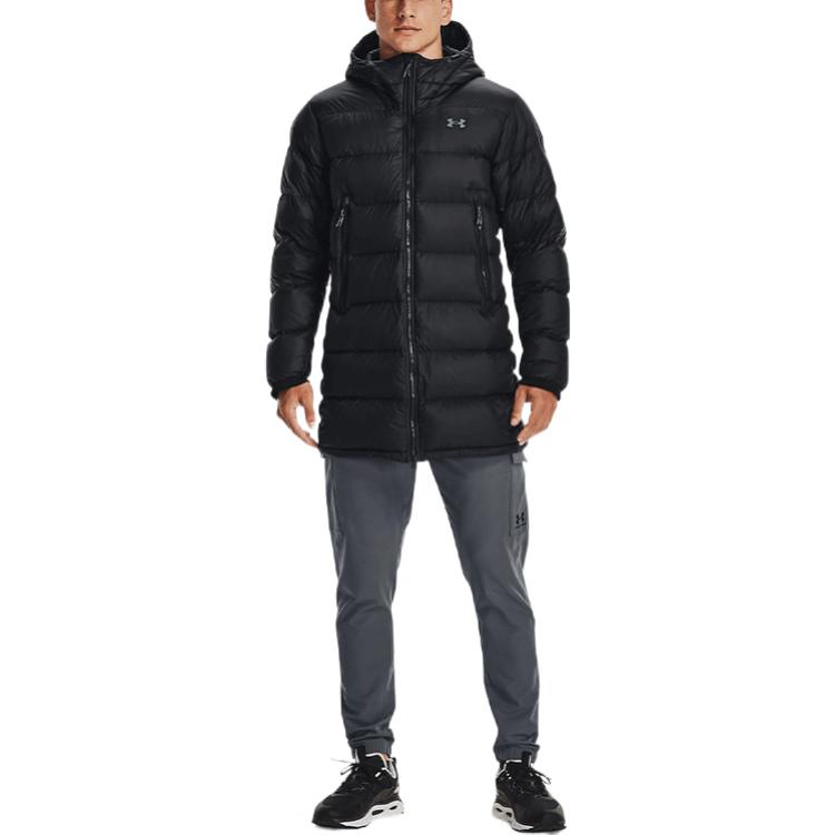 Under Armour Bench Training Long Hooded Down Jacket Men Outerwear Black 1364902-001