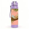 1PC Sloth Pink Tree Branch 750ml Color Plastic Sports Water Bottle Leakproof Flip Straw Lid Suitable for Sports Office Home Use