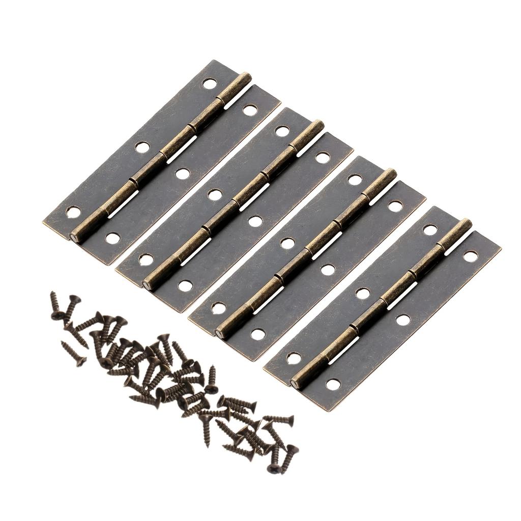8Pcs Folding Butt Hinges Antique Bronze Metal Hinge for Doors Windows Furniture Cabinet Cupboard Wood Boxes with Screws