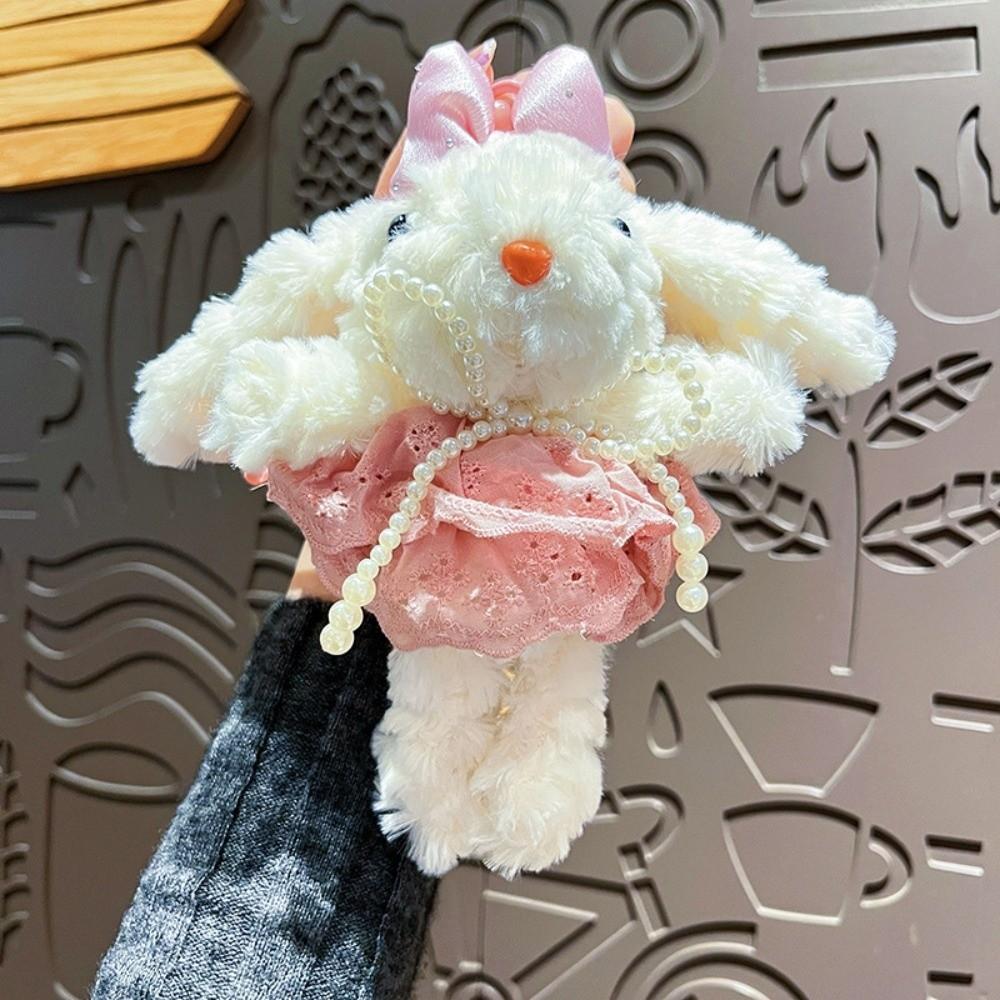 Cute Cartoon Plush Doll Pendant Fluffy Animal Dressing Rabbit Keychain Soft Plush Toy Stuffed Plush Rope Buckle Doll Accessories
