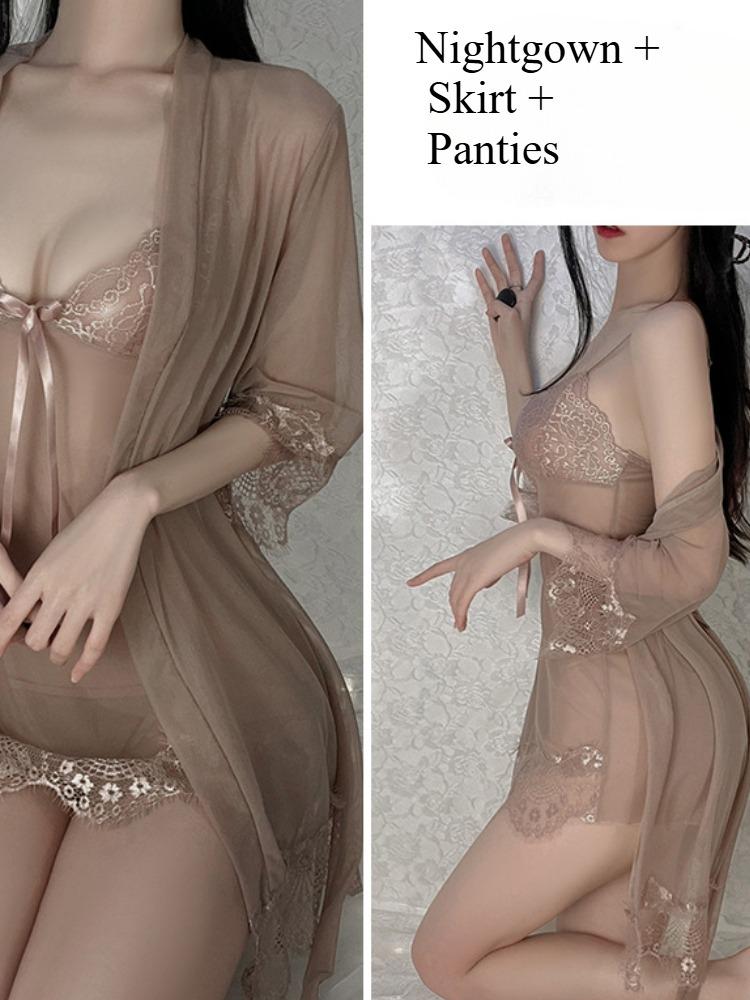 Red Sexy Christmas Lingerie Women Lace Hollow Bodysuit Erotic Costumes Teddy Nightdress Outfit Deep V Exotic Porn Underwear Set