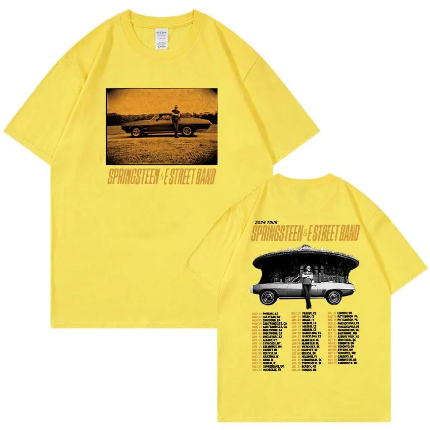 Vintage Rock Bruce Springsteen and E Street 2024 Tour T Shirts Man's Hip Hop Gothic Fashion Oversized Cotton T-Shirt Streetwear