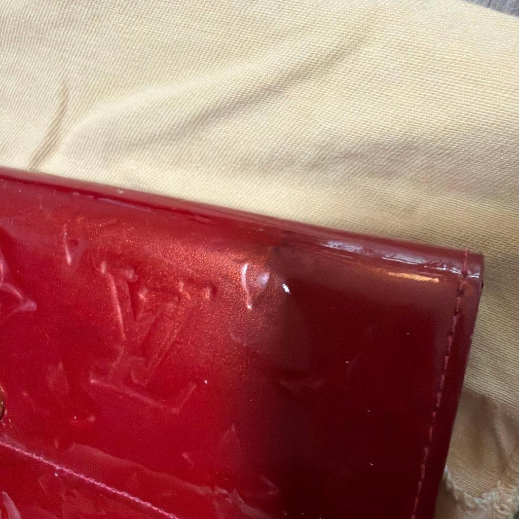 Used LOUIS VUITTON Vernis Long Wallet Red