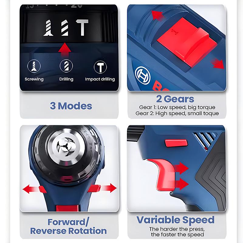 Bosch GSB 185 LI Electric Drill 18V professional lithium-ion impact drill can warn of low battery and tool malfunctions