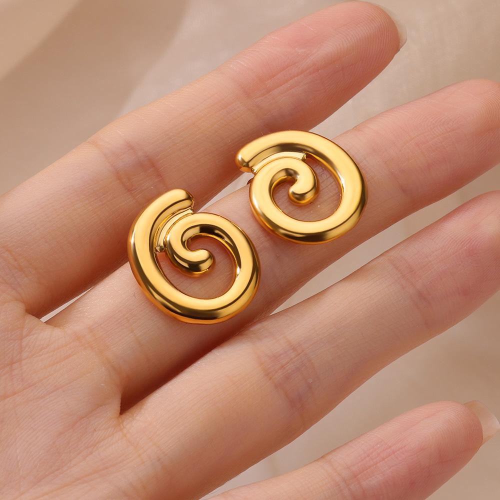 Stainless Steel Earrings for Women Twist Circle Stud Earring 2024 Trend Luxury Classic Elegant Piercing Ear Zircon Gift aretes