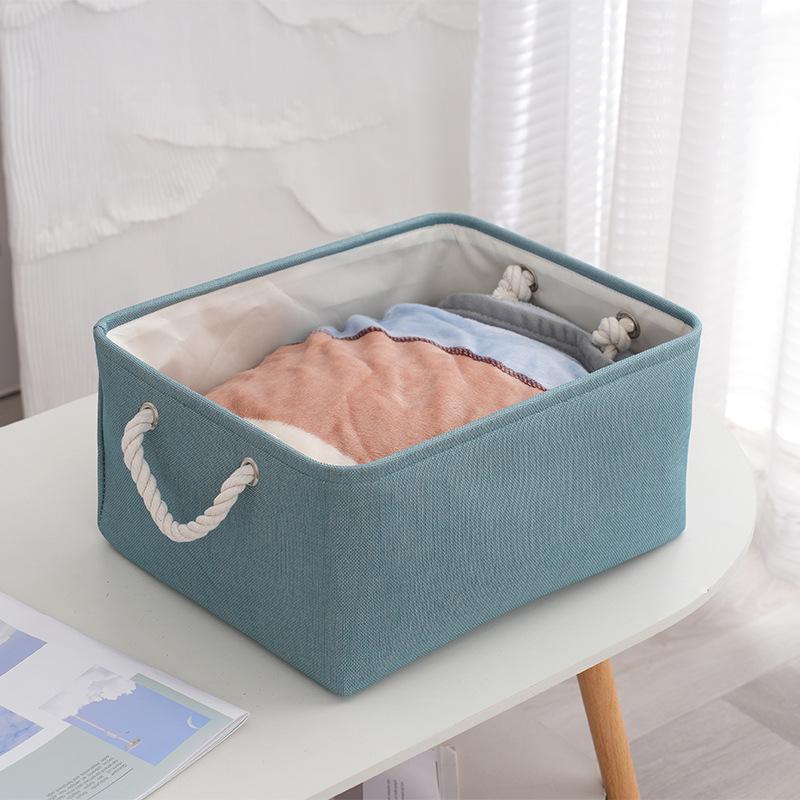 Stylish Linen Storage Basket Desktop Organizer for Home Office Organization