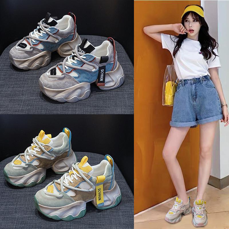 Platform dad shoes women 2025 new inner height increase Internet celebrity burst board casual versatile fashion style lace-up student shoes