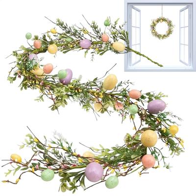 Easter Wreath, 70.8-inch Easter Egg Wreath, Decorative Fireplace Mantel, Artificial Egg Wreath, Easter Home Kitchen Fireplace