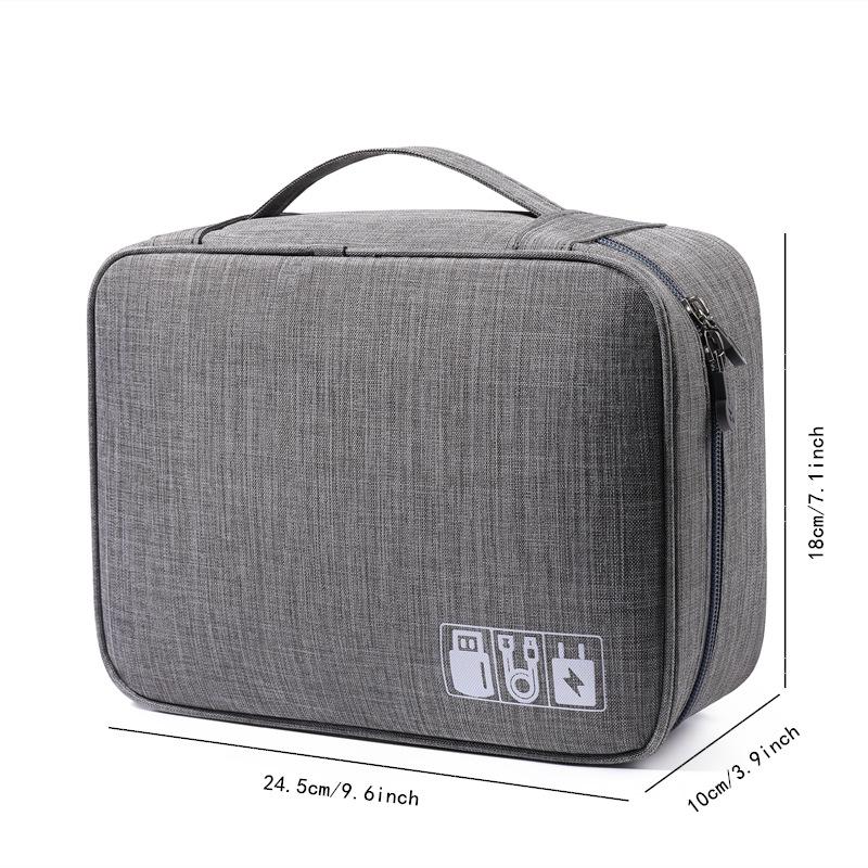 

Portable Digital Travel Bag for Earphone, Charging and Data Cable, Power Bank Organizer Digital Bag сірий колір
