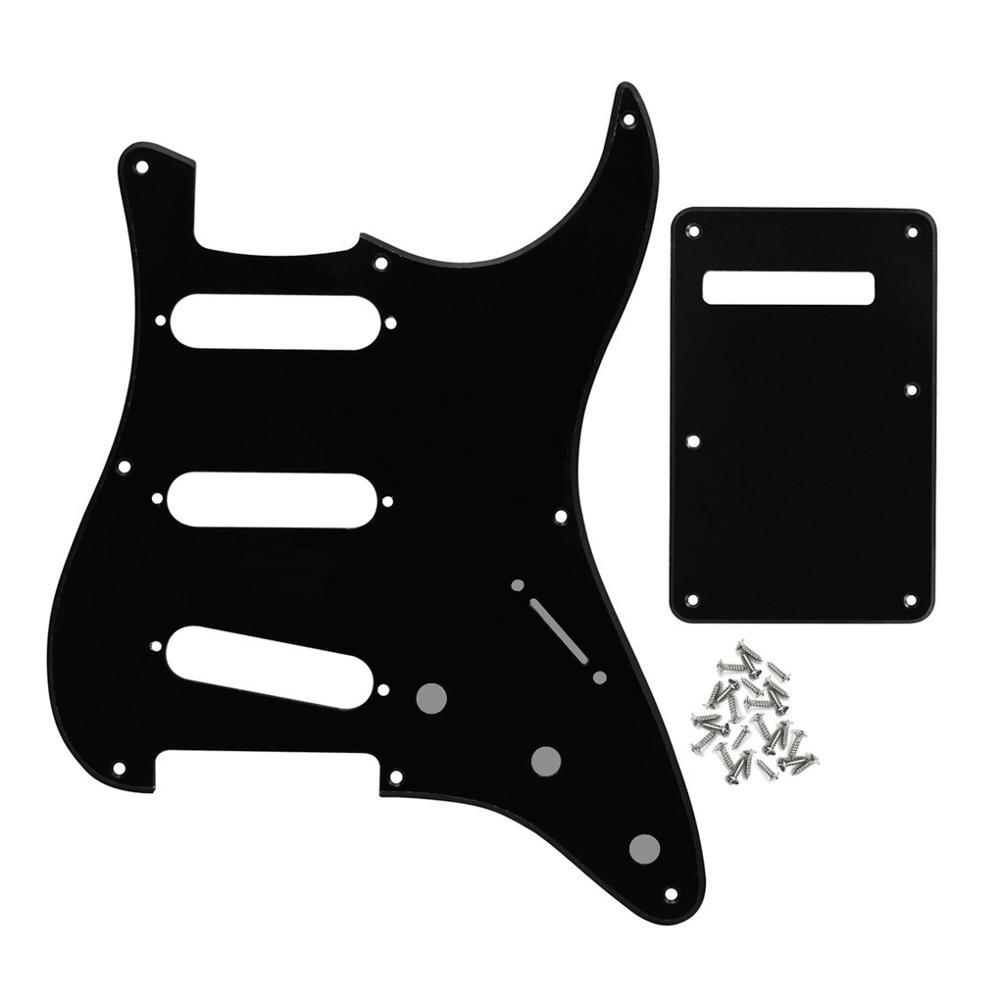FLEOR Guitar Parts Set of Vintage 8 Holes ST Guitar Pickguard SSS Pick Guard Scratch Plate +Back Plate + Screws