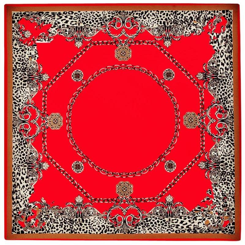 Luxury Brand Giant Scarf In 100% Silk Twill Silk Scarf For Women,Leopard Paisley Print Large 130cm Square Scarves Female Hijab