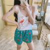 Fashion Women's Print Pajamas Set Sleeveless Camisole Elastic Waist Shorts