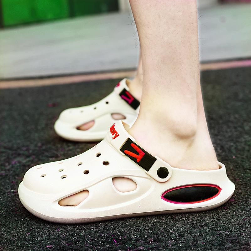 Thick-Soled Wear-Resistant Hole Shoes Men'S Garden Beach Sandals Wear Casual Trend Bag Head Slippers Men