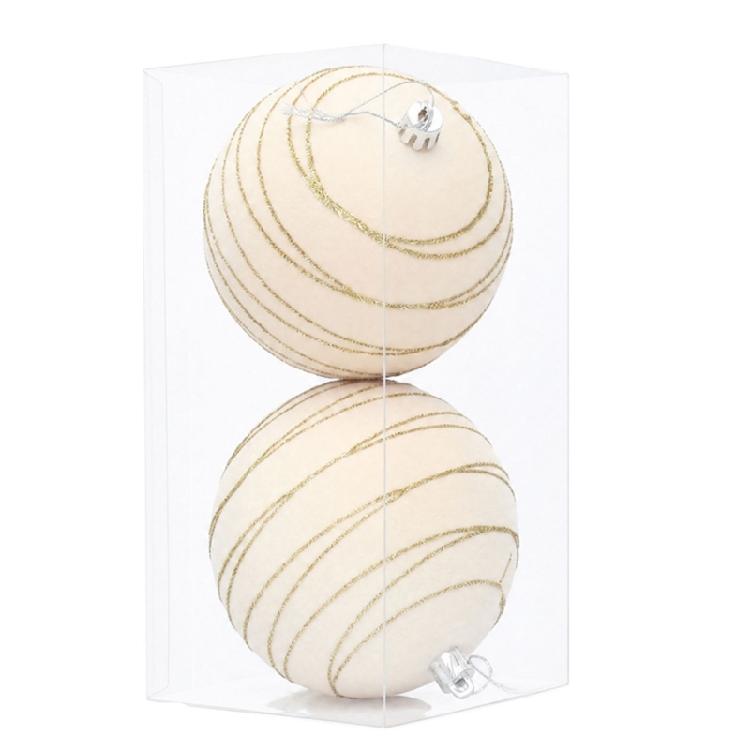 2Pcs Christmas Baubles Ornament Sparkling Velvety Sphere Decoration For Christmas Tree Wreath Mantels Window Display