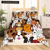 Cartoon Bulldog King Queen Duvet Cover Shar Pei Pup Dog Bedding Set Lovely Pet Puppy Doggy Quilt Cover Polyester Comforter Cover