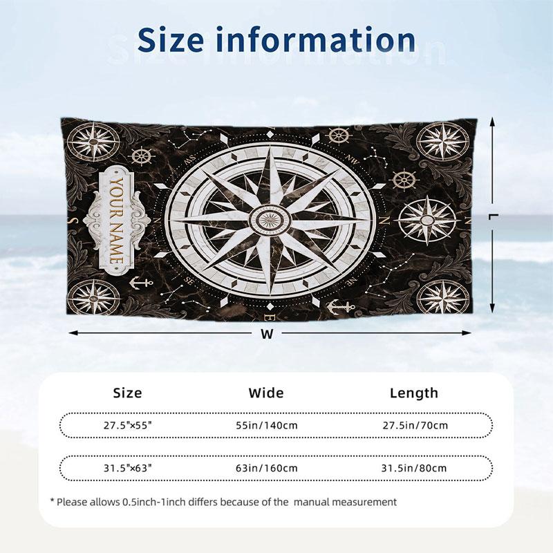 Adventure Journey Theme Beach Towel Personalized Custom Name & Text Soft Quick Dry Beach Towel for Swimming Travel