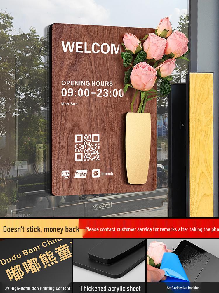 Custom Acrylic Business Hours Door Sign Sticker for Storefronts