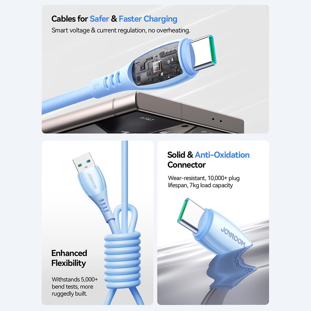 JOYROOM S-A59 Colorful 1.2m USB-A to Type-C Cable 3A Fast Charging Data Transfer TPE Cord