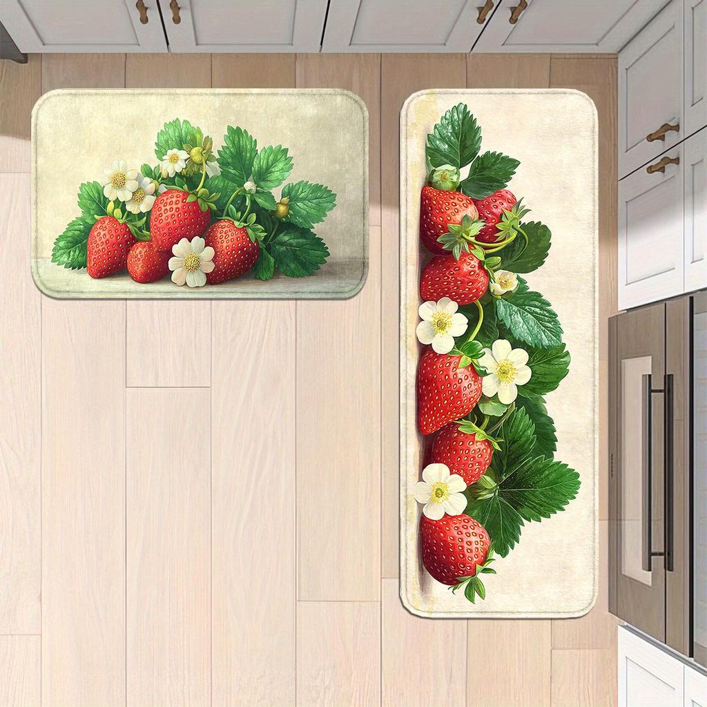 1 Stück Anti-Ermüdungs-Küchenteppiche, 3D Frühlings-Blumendruck Wasserdicht Rutschfest Dick Gepolsterte Küchenmatte Strapazierfähige Komfort-Stehmatte für Küche