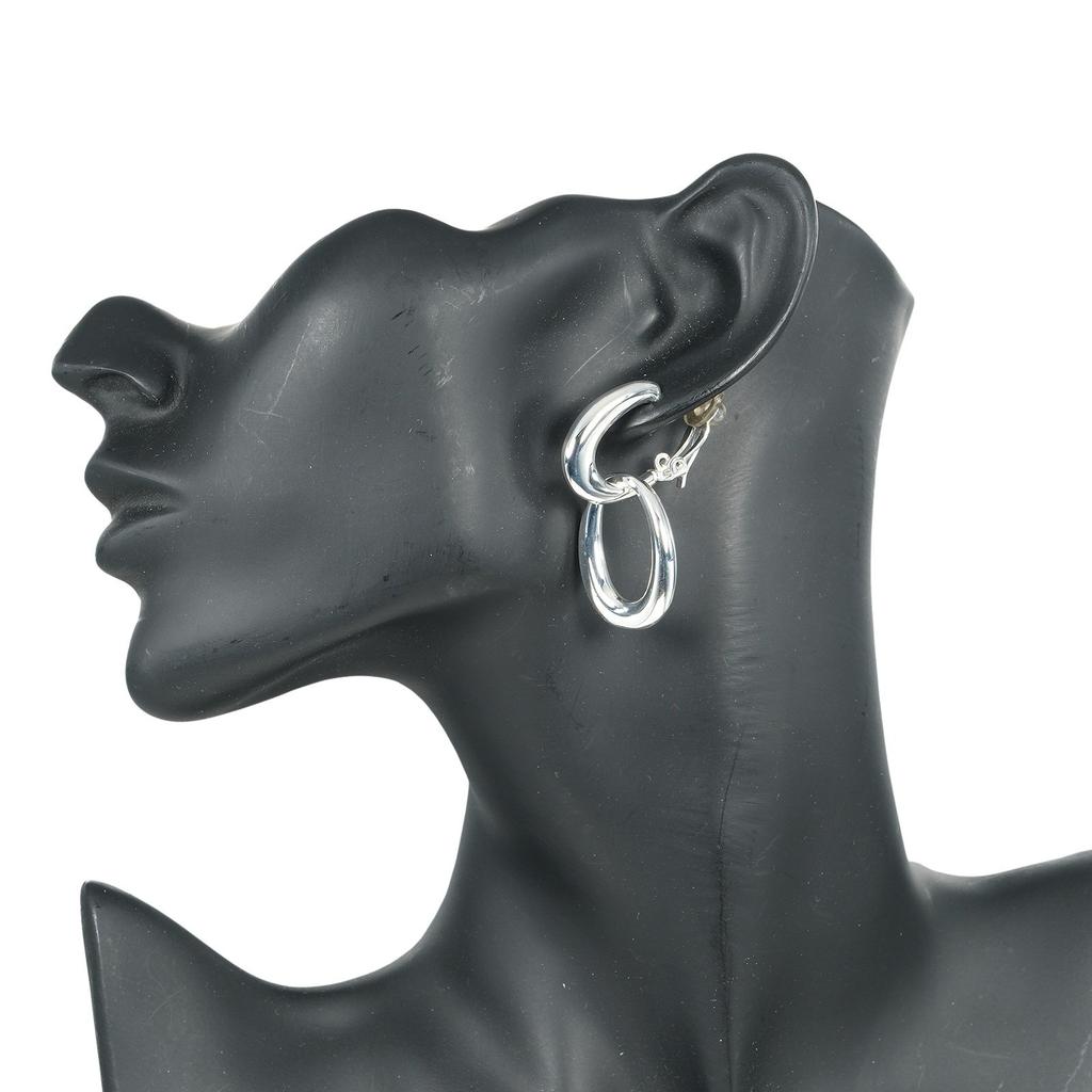 CHANEL Double hoop Earring Silver925 27.2g Women Used