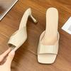 Dameslippers Høyhælte Slippers Damesandaler Nye Sommerslippers Tynne Hæler Firkantede Tær Sexy Uteslippers Chanclas Mujer