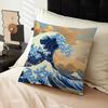 Japanese Wave Art Pillowcase Toon Gift Cushion Cover Bedroom Home Sofa Chair Seat Decor Pillow Case