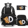 3Pcs/set Cute Little Bear 26 English Letters Bookbag Back To School Backpack Child Gift with Pencil Case Shoulder Bag Backpack