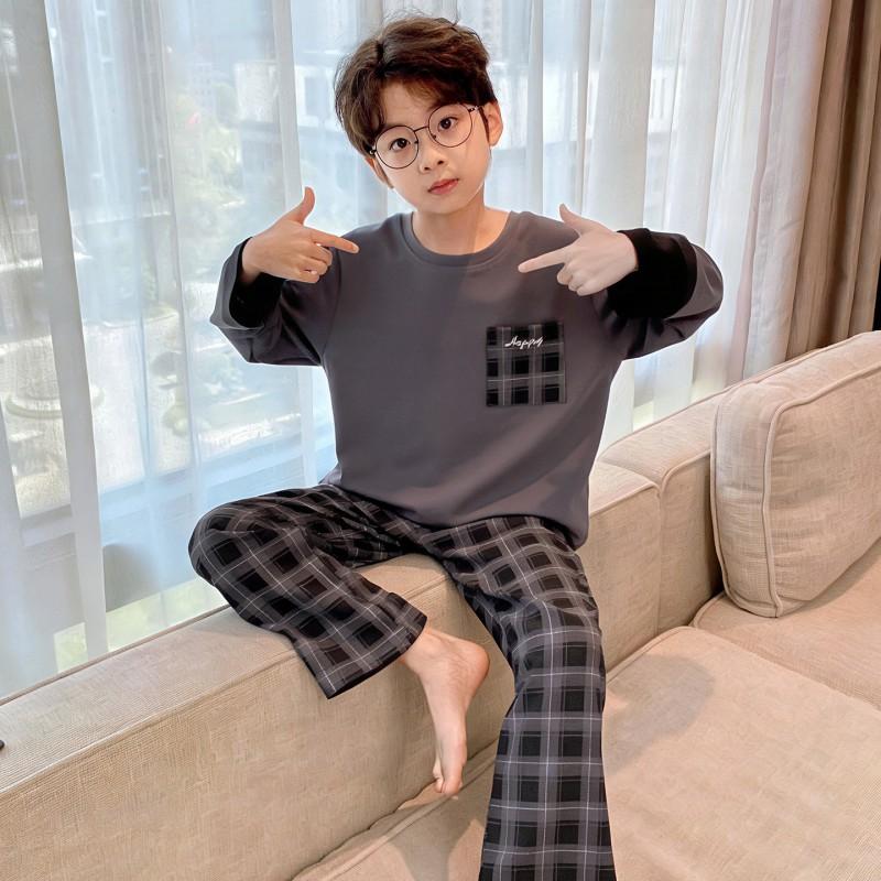 100% Cotton Boys Long Sleeve Pajama Set Cartoon Print Comfortable Sleepwear Kids Ages 8 Fall Home Wear