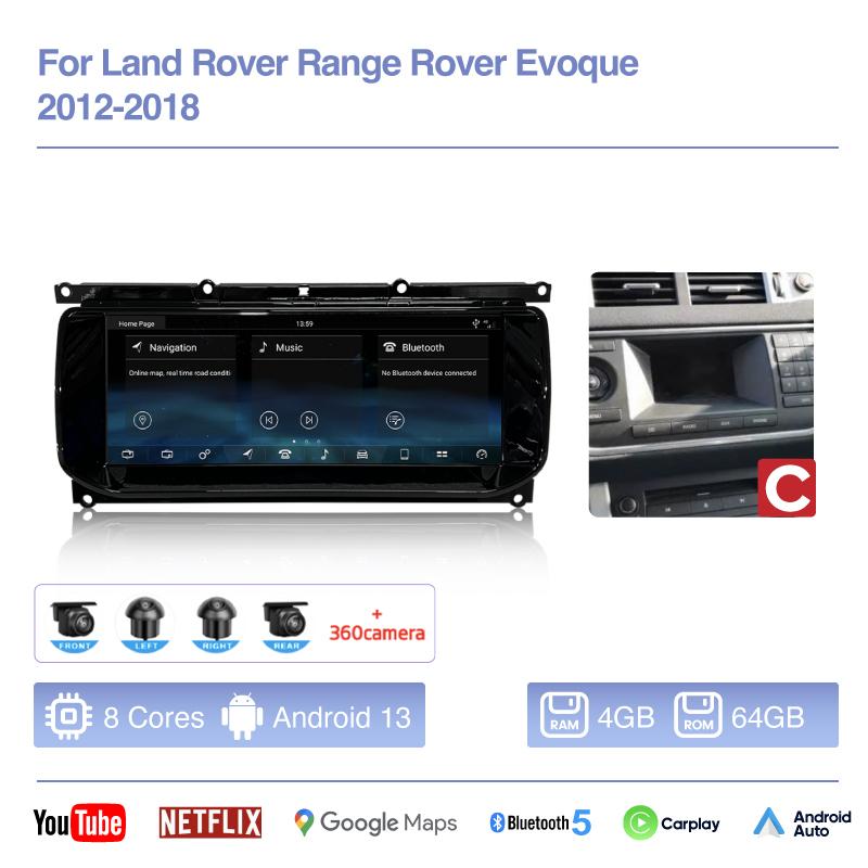 10.25" Car Multimedia Video Player For Land Range Rover Evoque 2012-2018 GPS Navigation Radio Android12 8+256G CarPlay 4G Host