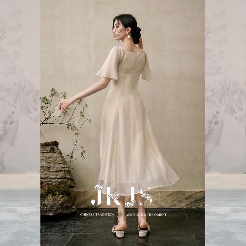 JK&JS Elegant Embroidered A-Line Maxi Dress